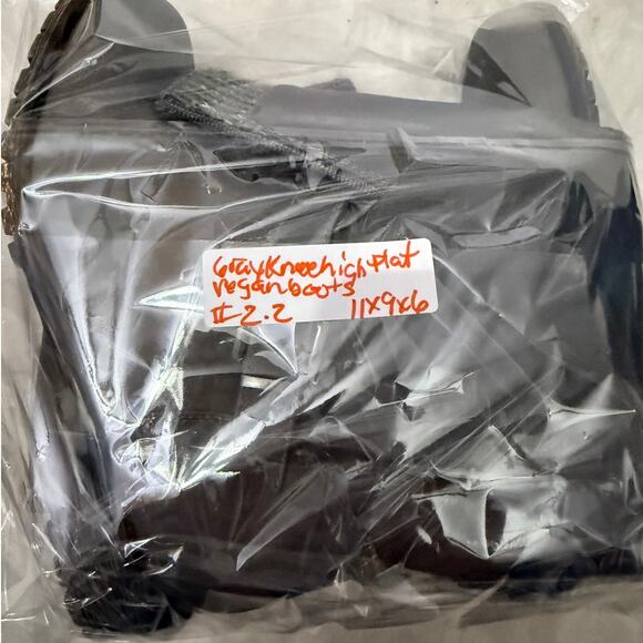 Tall Shaft Boots with Knit Cuff Top with Buckle Zip in Back S8 Vegan - Picture 7 of 7